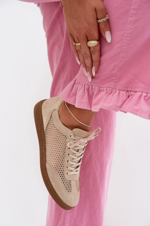 Pealhk seemisnakhsed Sneakers tüüpi jalanõud Pealiste omad võrguga Zazoo N1142 beeži värvi