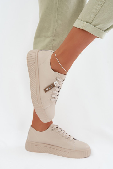 Sneakers tüüpi jalanõud Pealiste omadPealturalnej Skóry D&A GR61-5591 beeži värvi