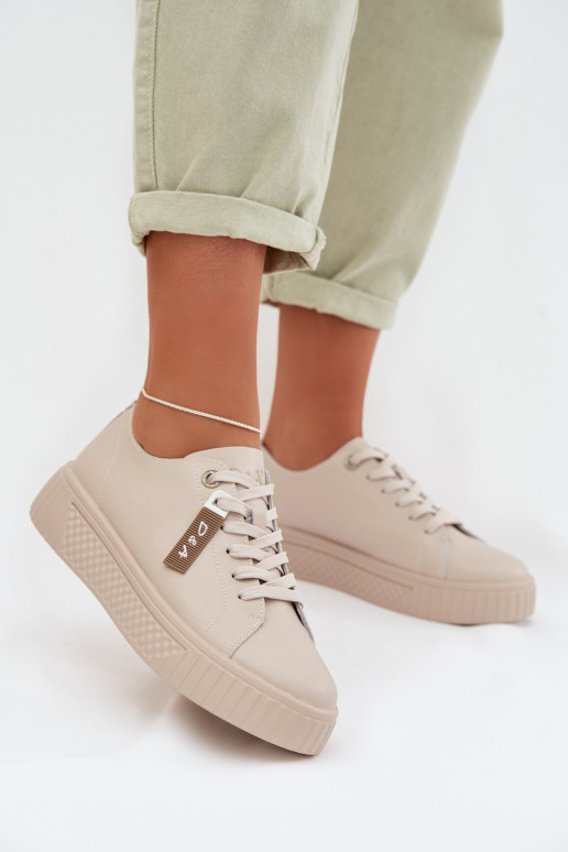 Sneakers tüüpi jalanõud Pealiste omadPealturalnej Skóry D&A GR61-5591 beeži värvi