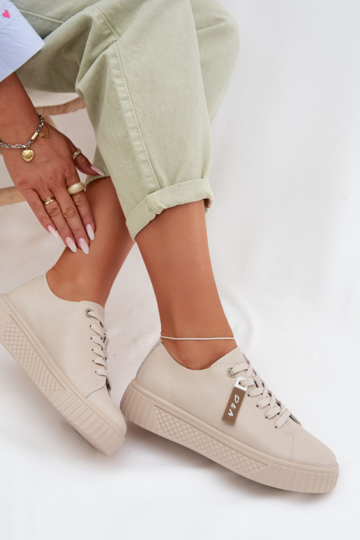 Sneakers tüüpi jalanõud Pealiste omadPealturalnej Skóry D&A GR61-5591 beeži värvi