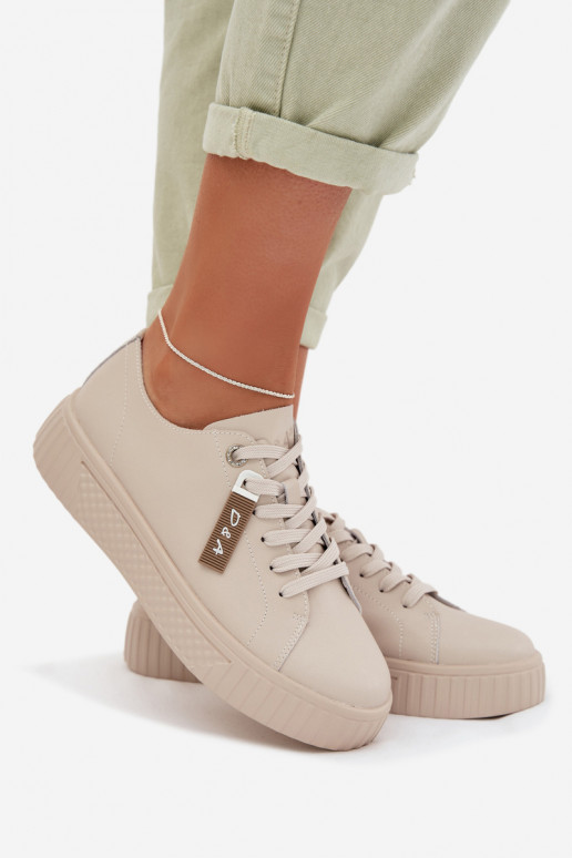 Sneakers tüüpi jalanõud Pealiste omadPealturalnej Skóry D&A GR61-5591 beeži värvi