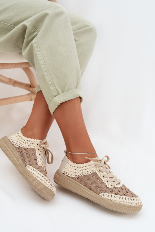 mustriga Pealhk jalatsid Pealiste omad D&A GR61-5951 beeži värvi