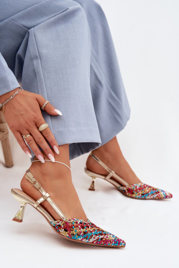 mustriga sandaalid Pealiste omad kõrge jämeda kontsaga Mitmevärvilised Selinae