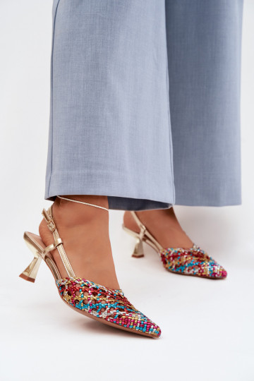 mustriga sandaalid Pealiste omad kõrge jämeda kontsaga Mitmevärvilised Selinae 2