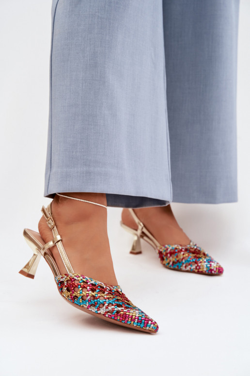 mustriga sandaalid Pealiste omad kõrge jämeda kontsaga Mitmevärvilised Selinae