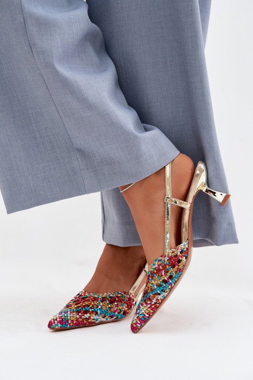 mustriga sandaalid Pealiste omad kõrge jämeda kontsaga Mitmevärvilised Selinae