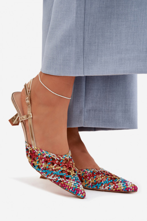 mustriga sandaalid Pealiste omad kõrge jämeda kontsaga Mitmevärvilised Selinae