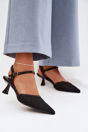 Pealistesandaalid kõrge jämeda kontsaga võrguga msuud Brilora