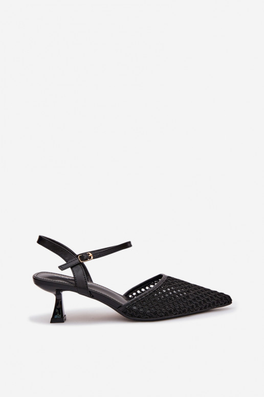 Pealistesandaalid kõrge jämeda kontsaga võrguga msuud Brilora