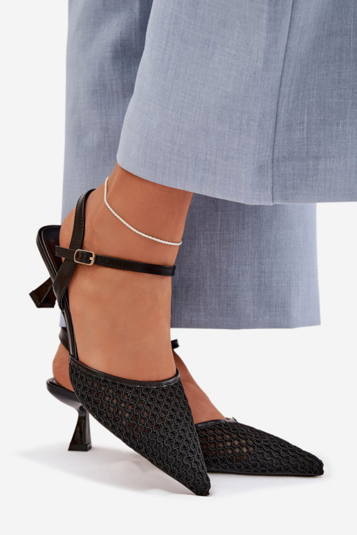 Pealistesandaalid kõrge jämeda kontsaga võrguga msuud Brilora