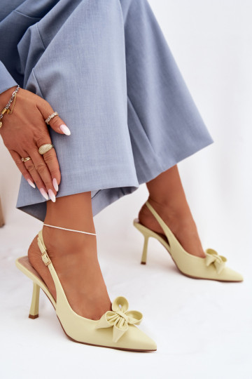 Pealistesandaalid kõrge jämeda kontsaga lipsukesega Kollased Jonera