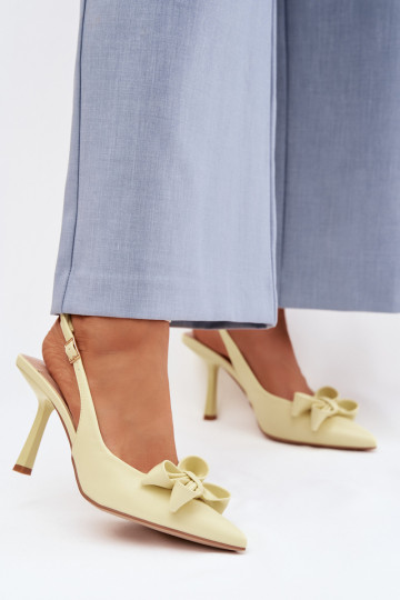 Pealistesandaalid kõrge jämeda kontsaga lipsukesega Kollased Jonera 2