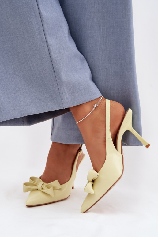 Pealistesandaalid kõrge jämeda kontsaga lipsukesega Kollased Jonera