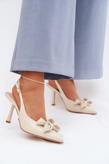 Pealistesandaalid kõrge jämeda kontsaga lipsukesega beeži värvi Jonera 2