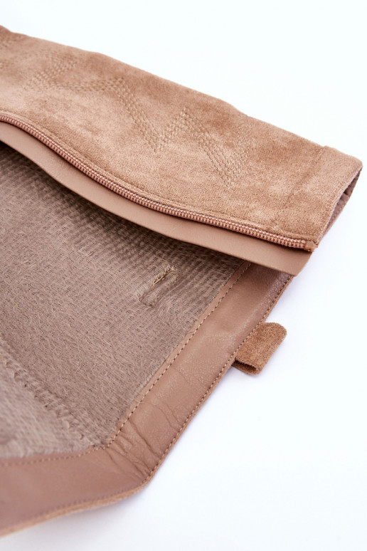 seemisnakhsed naiste pika säärega saapad kõrge jämeda kontsaga beeži värvi Khabira