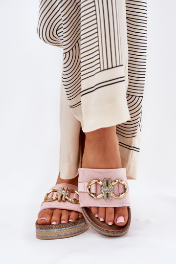 naiste plätud platvormiga läikivad I Złotą Ozdobą Tumeroosad värvi Rilirea