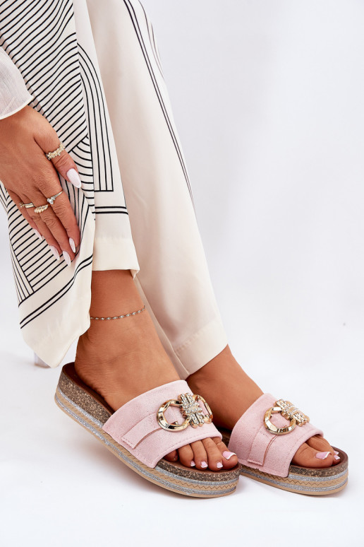 naiste plätud platvormiga läikivad I Złotą Ozdobą Tumeroosad värvi Rilirea