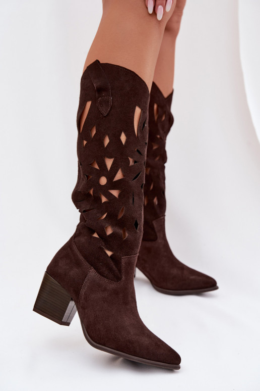Ažuurne pika säärega saapadPealturalnego seemisnakhsedu Zazoo 3167 Czekoladosissee