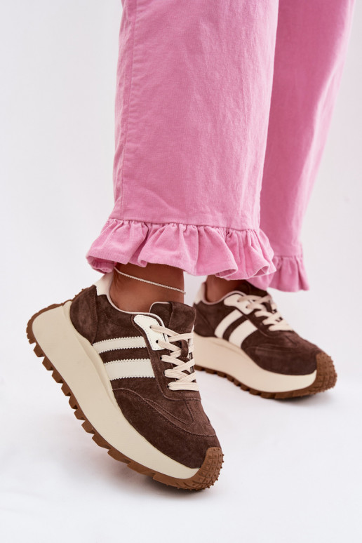 Sneakers tüüpi jalanõud seemisnahast platvormiga D&A GR61-5986 Czekoladosissee