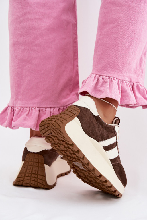 Sneakers tüüpi jalanõud seemisnahast platvormiga D&A GR61-5986 Czekoladosissee