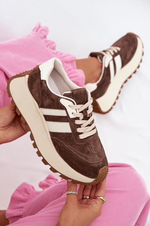 Sneakers tüüpi jalanõud seemisnahast platvormiga D&A GR61-5986 Czekoladosissee