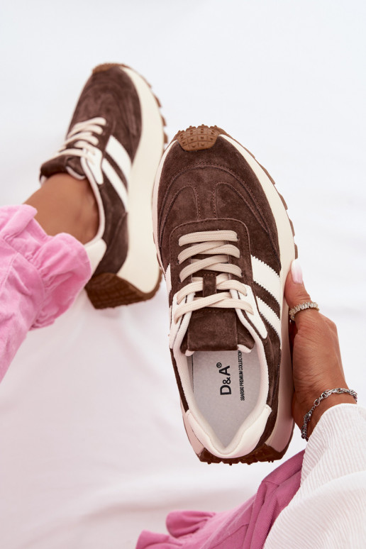 Sneakers tüüpi jalanõud seemisnahast platvormiga D&A GR61-5986 Czekoladosissee