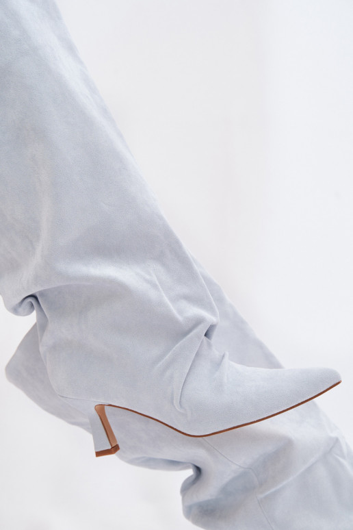 pika säärega saapadSzeroką Cholesisseką I Sellel onrszczeniem kõrge jämeda kontsaga helesinist värvi Harela