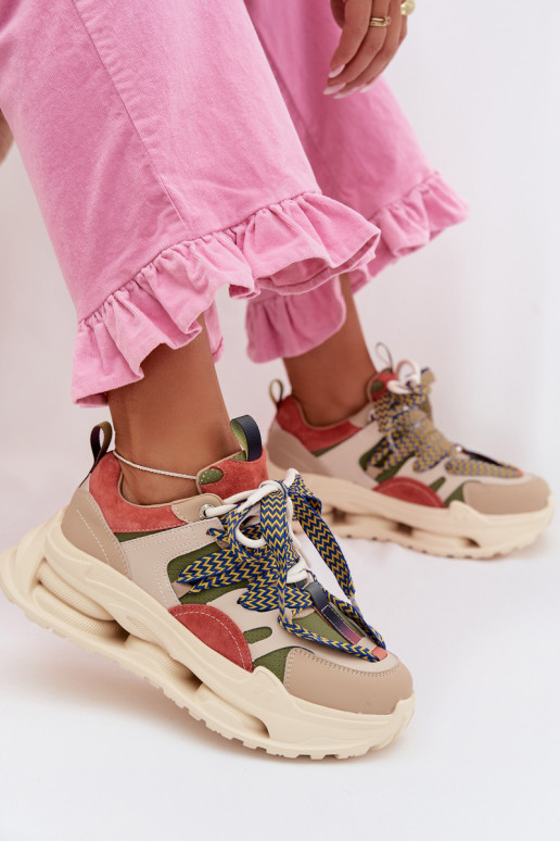 Pealhk Sneakers tüüpi jalanõud Pealiste omad platvormiga D&A CR61-3133 beeži värvi