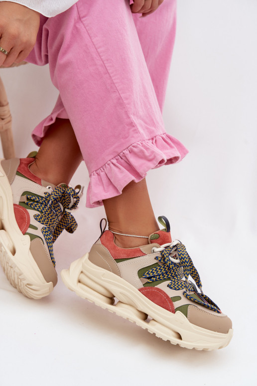 Pealhk Sneakers tüüpi jalanõud Pealiste omad platvormiga D&A CR61-3133 beeži värvi