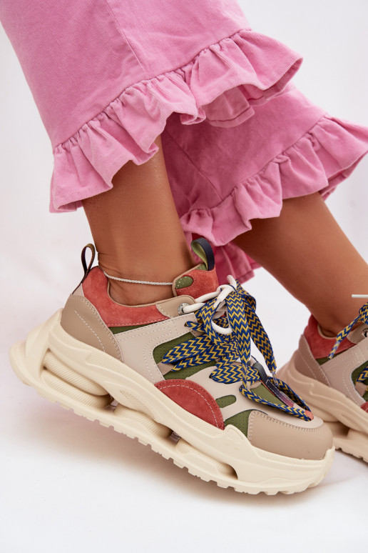 Pealhk Sneakers tüüpi jalanõud Pealiste omad platvormiga D&A CR61-3133 beeži värvi