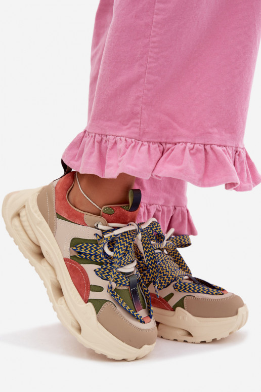 Pealhk Sneakers tüüpi jalanõud Pealiste omad platvormiga D&A CR61-3133 beeži värvi