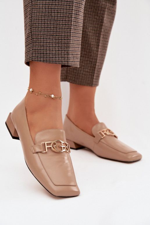 Pealhk naiste mokassiinid Koos Ornate Detalem D&A CR61-3125 beeži värvi