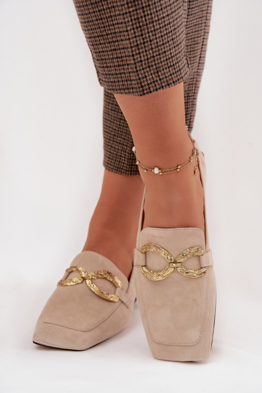 naiste mokassiinidPealturalnego seemisnakhsedu Kuldset värvi Detal D&A CR61-3115 beeži värvi