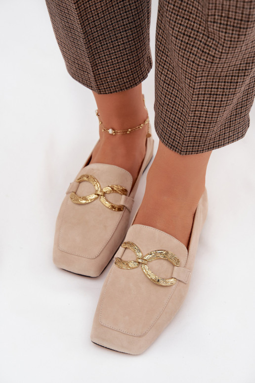 naiste mokassiinidPealturalnego seemisnakhsedu Kuldset värvi Detal D&A CR61-3115 beeži värvi