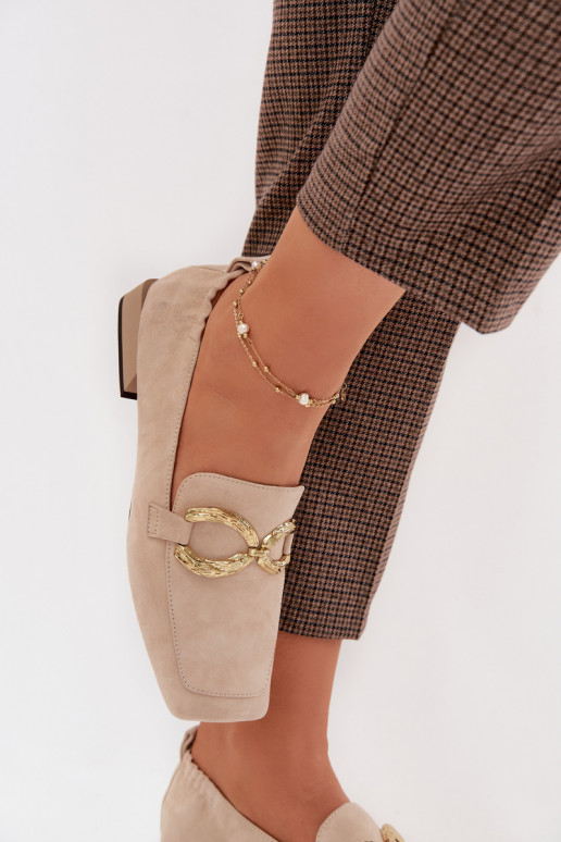 naiste mokassiinidPealturalnego seemisnakhsedu Kuldset värvi Detal D&A CR61-3115 beeži värvi