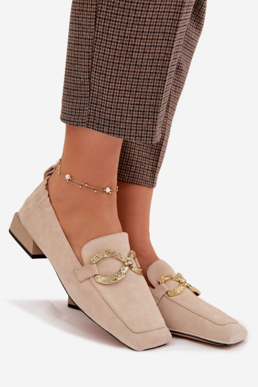 naiste mokassiinidPealturalnego seemisnakhsedu Kuldset värvi Detal D&A CR61-3115 beeži värvi