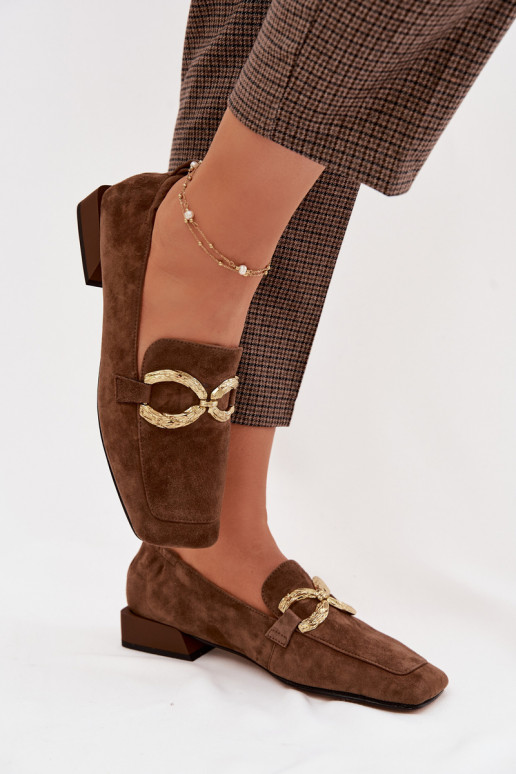 naiste mokassiinidPealturalnego seemisnakhsedu Kuldset värvi Detal D&A CR61-3115 pruunid värvi