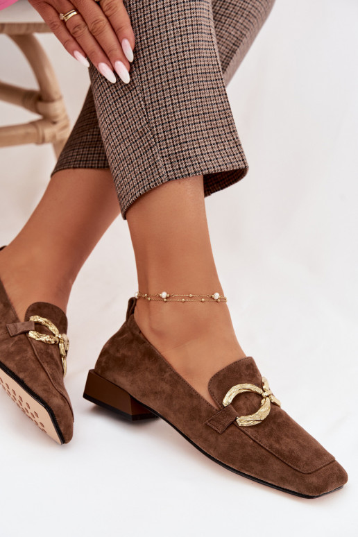 naiste mokassiinidPealturalnego seemisnakhsedu Kuldset värvi Detal D&A CR61-3115 pruunid värvi