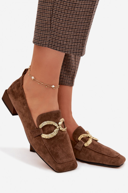 naiste mokassiinidPealturalnego seemisnakhsedu Kuldset värvi Detal D&A CR61-3115 pruunid värvi