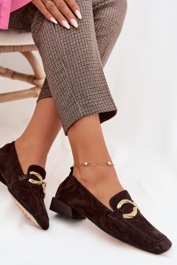 naiste mokassiinidPealturalnego seemisnakhsedu Kuldset värvi Detal D&A CR61-3115 Czekoladosissee