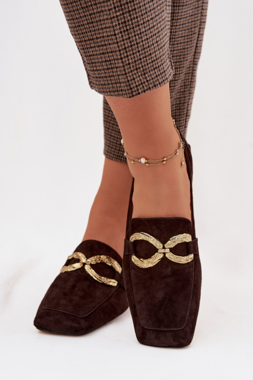 naiste mokassiinidPealturalnego seemisnakhsedu Kuldset värvi Detal D&A CR61-3115 Czekoladosissee