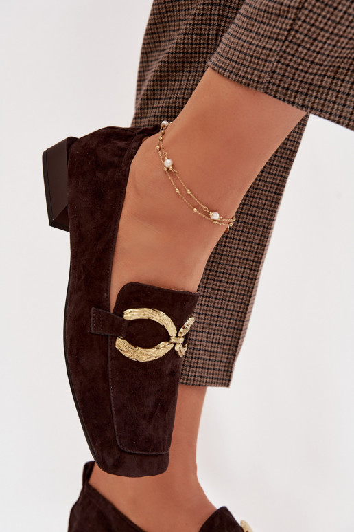 naiste mokassiinidPealturalnego seemisnakhsedu Kuldset värvi Detal D&A CR61-3115 Czekoladosissee