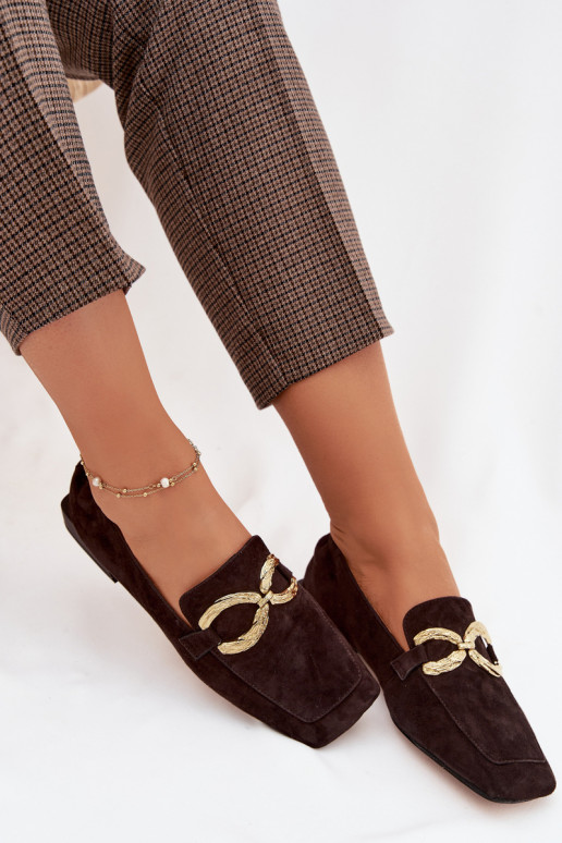 naiste mokassiinidPealturalnego seemisnakhsedu Kuldset värvi Detal D&A CR61-3115 Czekoladosissee