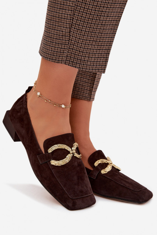 naiste mokassiinidPealturalnego seemisnakhsedu Kuldset värvi Detal D&A CR61-3115 Czekoladosissee