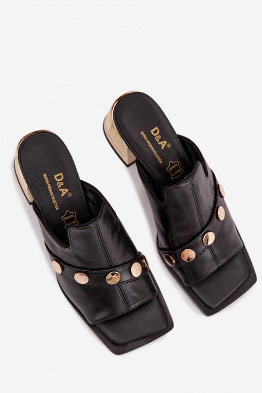 Plätud naturaalsest nahast kõrge jämeda kontsaga dekoreeritud kontsaga D&A CR61-3063 msuud