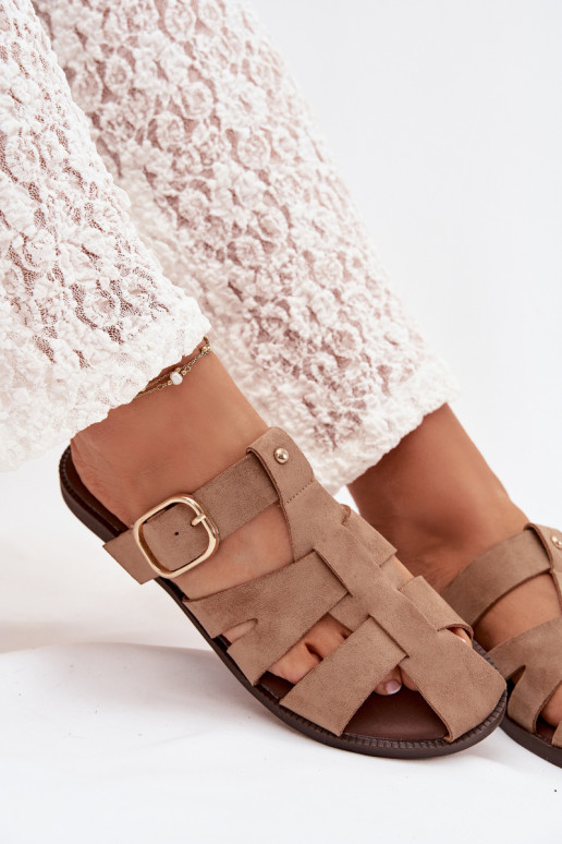 naiste plätud laiade nööridega Triipudega I Złotą neetide ja pandlaga beeži värvi Elzora