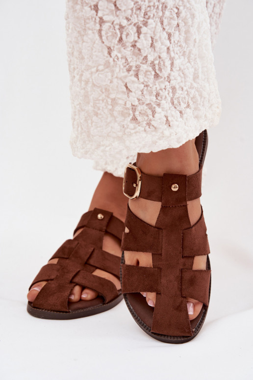 naiste plätud laiade nööridega Triipudega I Złotą neetide ja pandlaga pruunid värvi Elzora