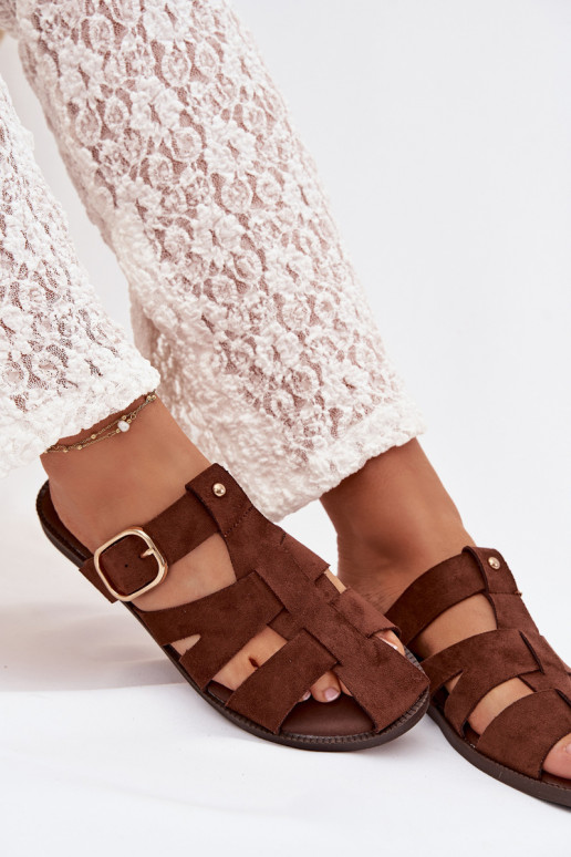 naiste plätud laiade nööridega Triipudega I Złotą neetide ja pandlaga pruunid värvi Elzora