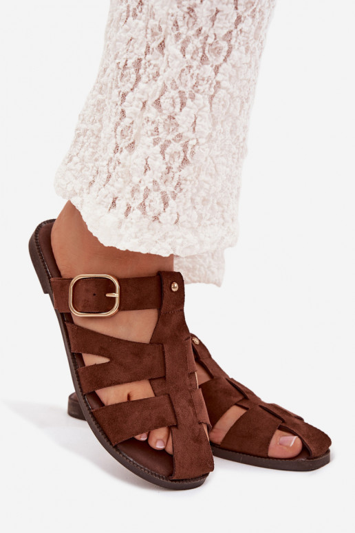 naiste plätud laiade nööridega Triipudega I Złotą neetide ja pandlaga pruunid värvi Elzora