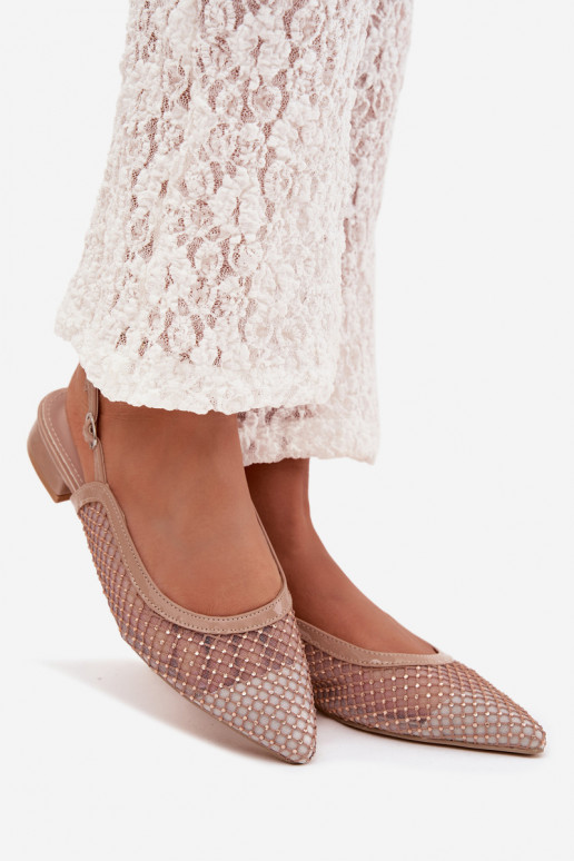 Võrk Baleriinad Terava ninaga jalatsid beeži värvi Pyvona